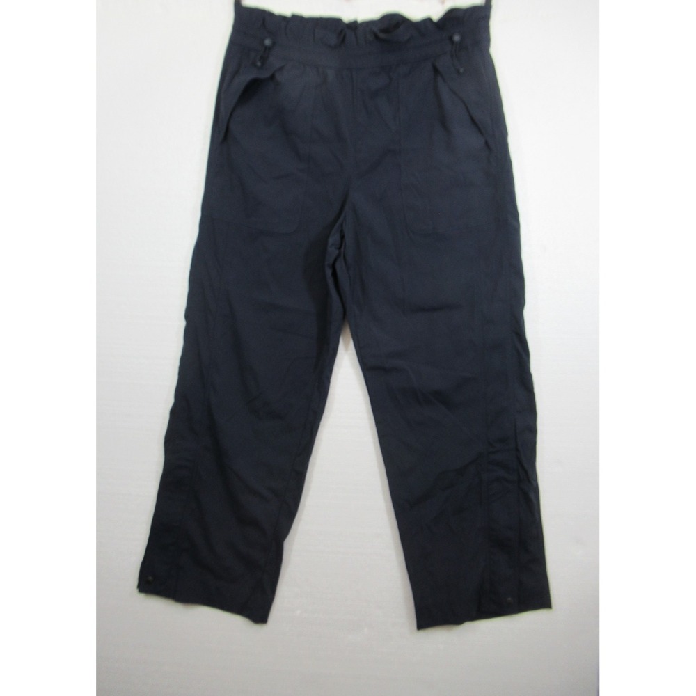 Athleta Trekkie High Rise Parachute Pants Women 12 Navy Blue Pockets